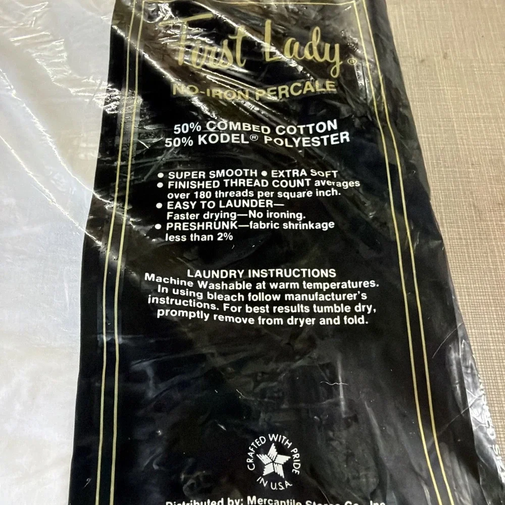 NEW Vintage First Lady Bed Fashions Twin Size Flat White Sheets No-Iron Percale